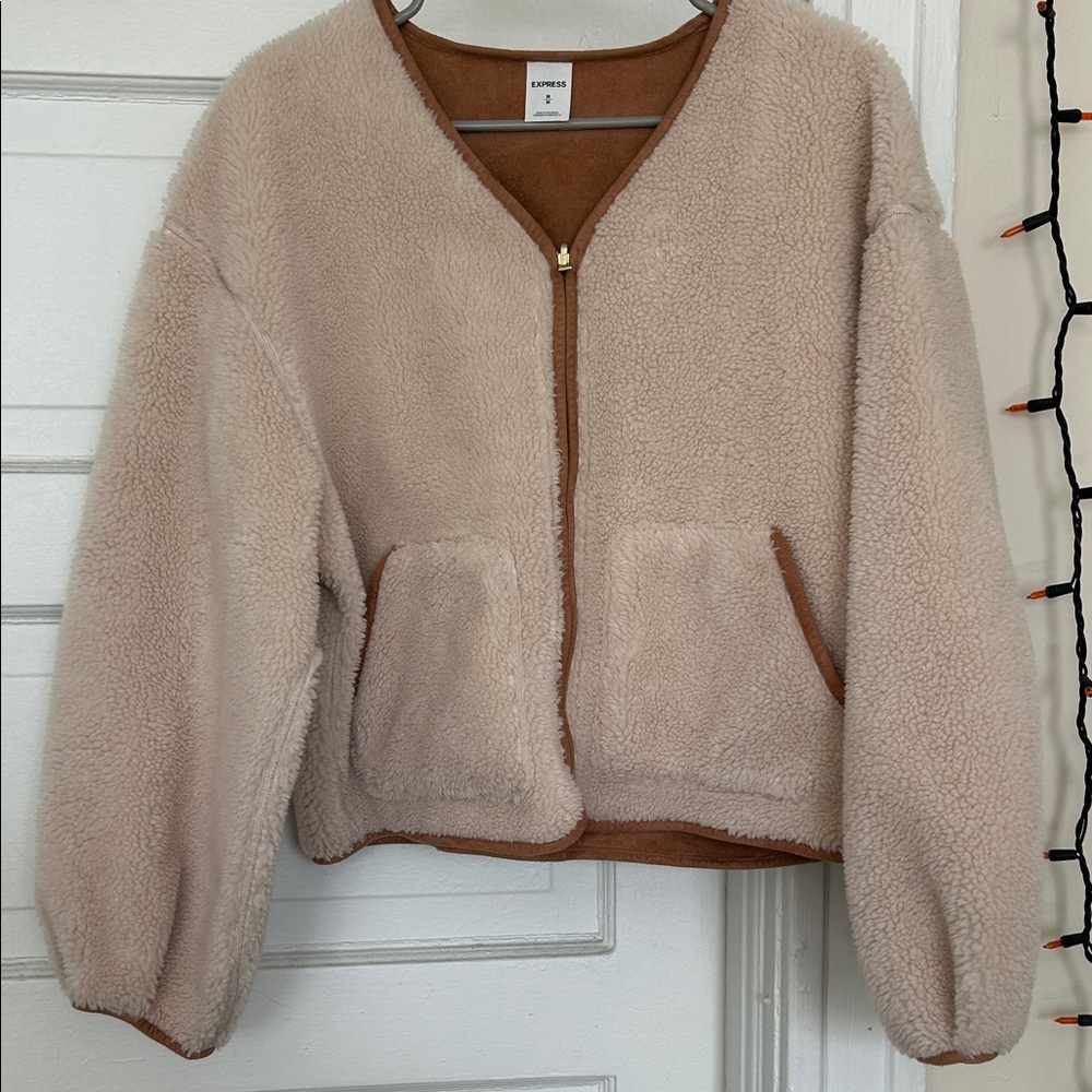 Express Cozy Cream Sherpa Jacket